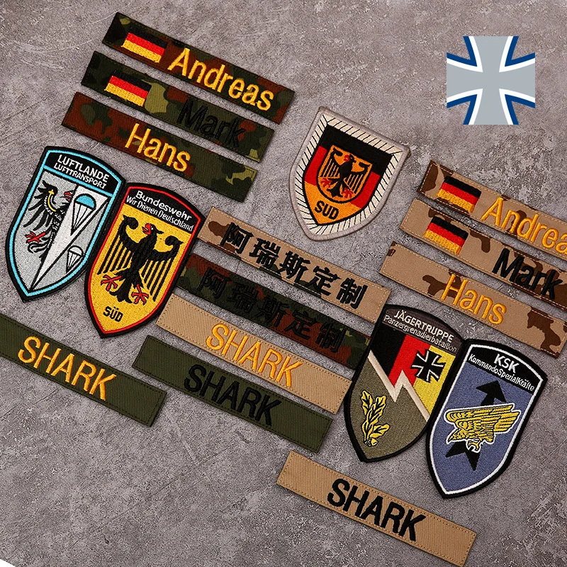 German Jungle Speckled Camouflage Name Strip Tactical Embroidery Armband Badge Custom Chest Strip