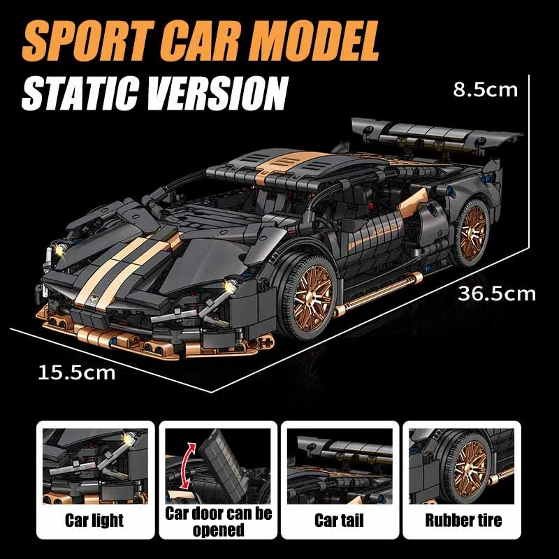 City Technical MOC Sport Car Mechanical V12 Supercar Model Building Blocks Assemble DIY Racing Car Bricks Toys For Children Gift