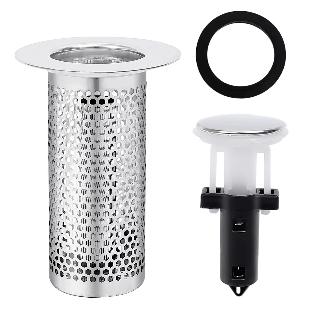 Waschbecken-Stecker, geruchshemmend, Pop-Up-Bounce-Kern, Waschbecken-Stopper, Haarfänger, Dusche, Waschbecken-Sieb, Edelstahl-Filter, springender Kern – Detail 5