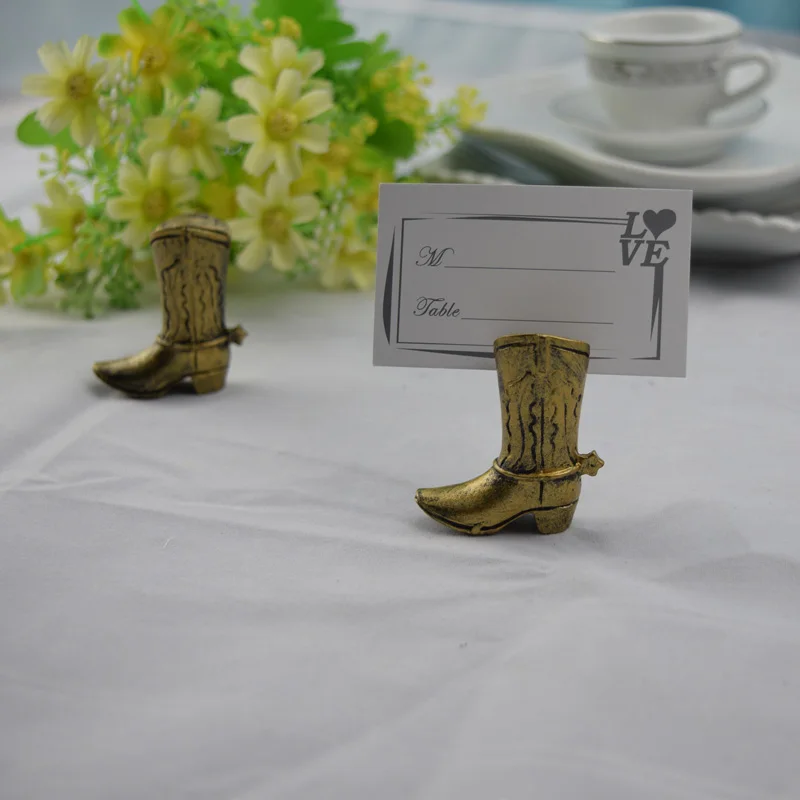 

Gold Cowboy Boot Place Card Holder, Wedding Table Card Holders, Bridal Shower Party Decoration Favors, 12Pcs