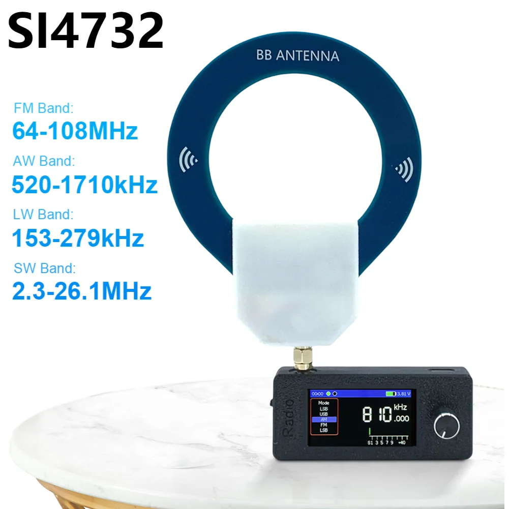 

SI4732 0.5-108mhz Portable Radio LSB USB AM FM Pocket Mini Radio 1.9inch IPS Screen HF SW MW VHF Radio with Ring Antenna