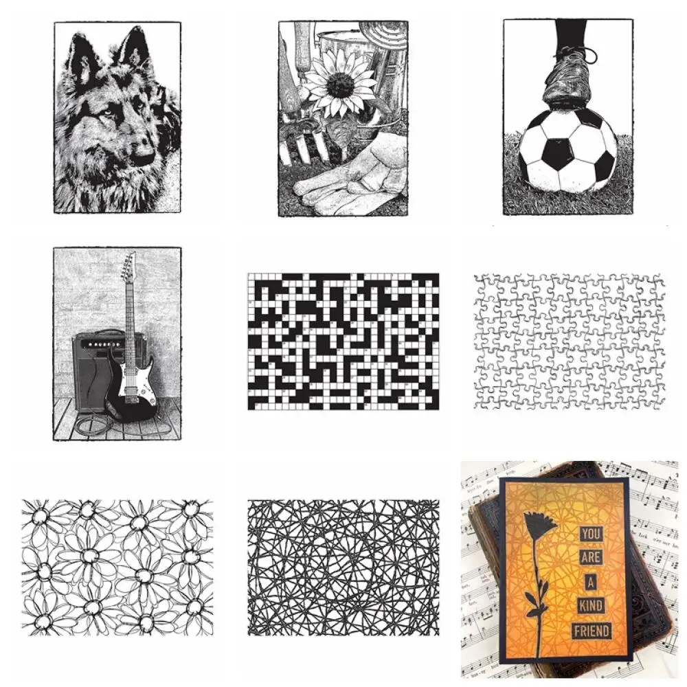 Wortpuzzle Sonnenblume Abstraktes Muster Stempel Gitarre Fußball Wolf Gemischte Transparente Silikonstempel DIY Scrapbook Papierkarten Bastelzubehör