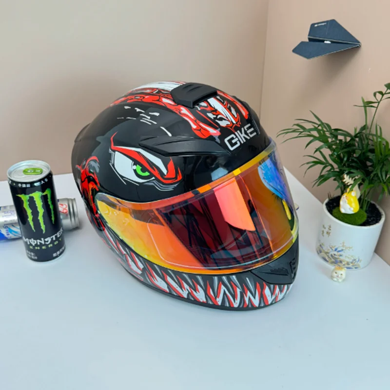 

Уникальный полнолицевой мотоциклетный крейсерский шлем с узором красного дьявола со съемными линзами, легкий АБС-материал для верховой езды на весь сезон