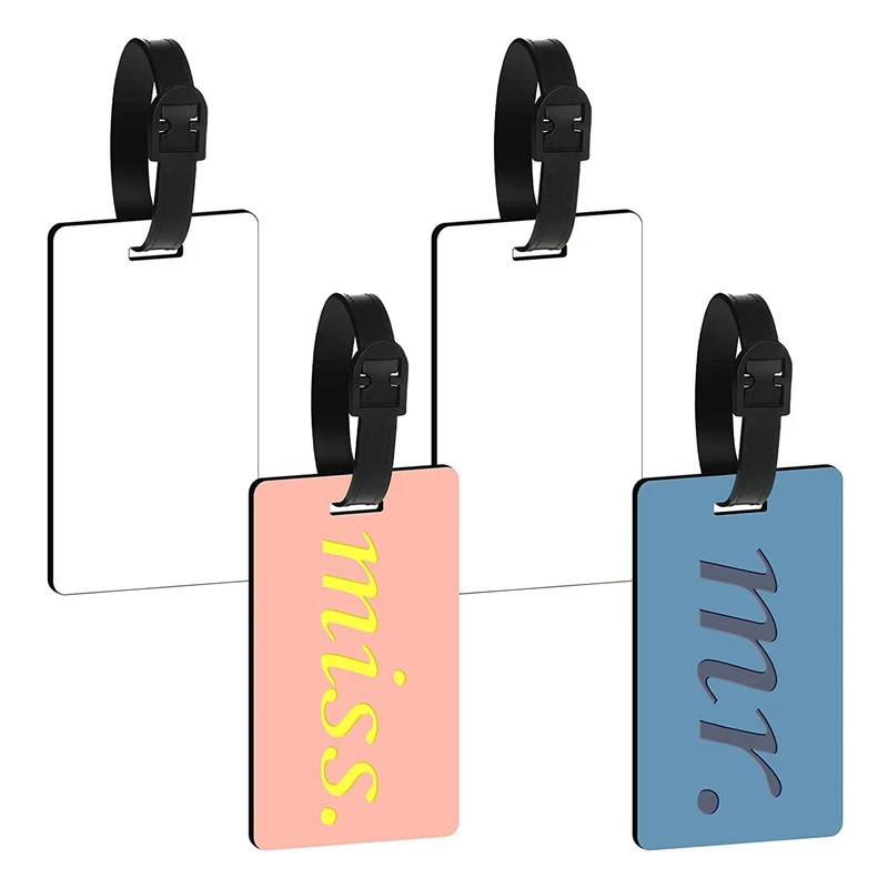 10Piece Sublimation Blank Luggage Tags Blank Travel Bag Baggage Tags With Strap Double Sided MDF Suitcase Label Tag