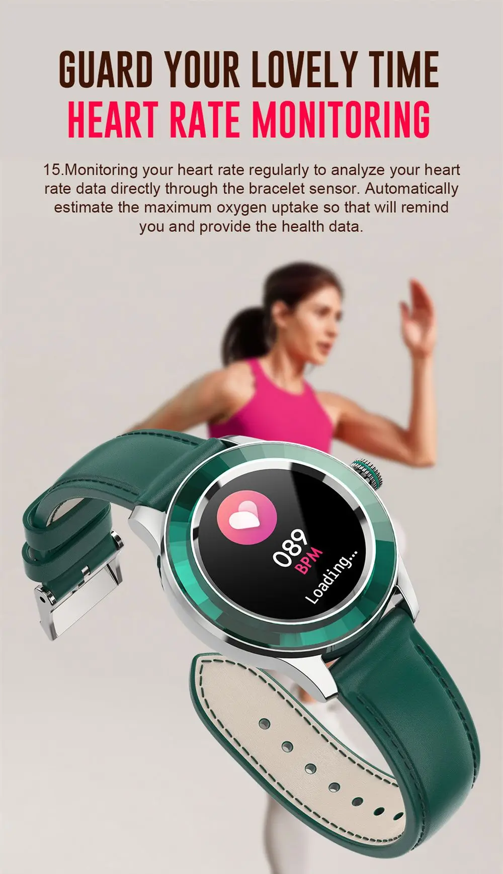 MISIRUN Smart Watch Full Touch Round Screen Watch donna IP67 impermeabile monitoraggio della frequenza cardiaca Smartwatch per Android IOS