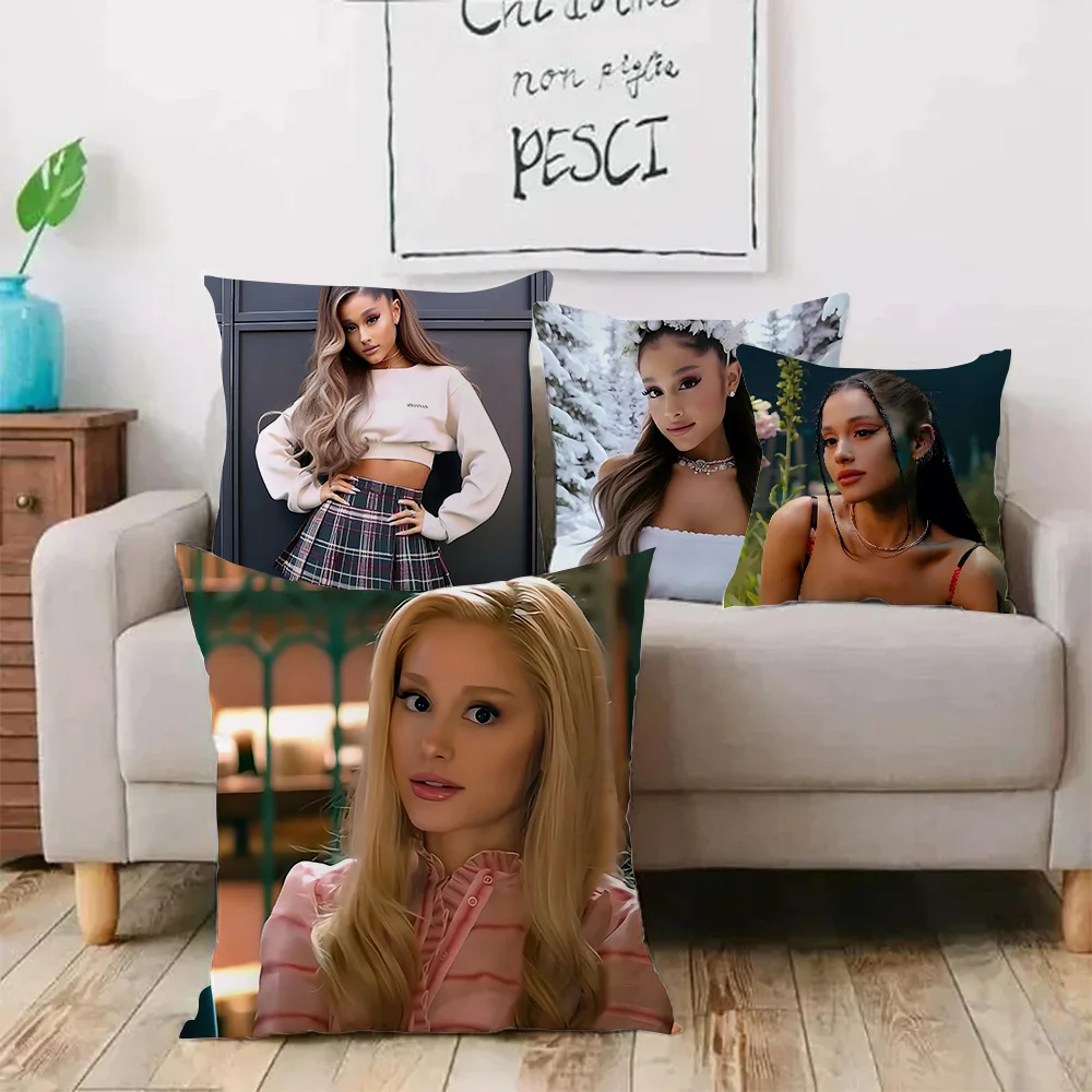 Pillow Covers Cartoon Pop Singer A-Ariana Grande Sofa Decorative Home Double-sided Printing Short Plush Cute Cushion Cover