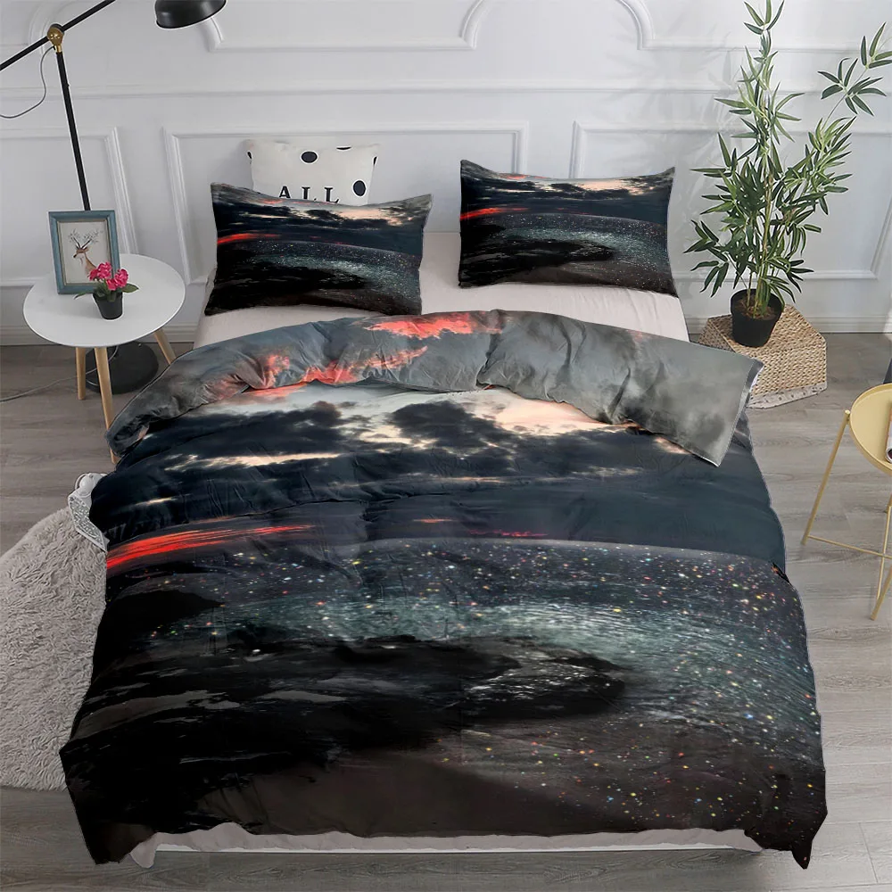 

Sea In Glitter Bedding Set King Queen Double Full Twin Single Size Duvet Cover Pillow Case Bed Linen Set