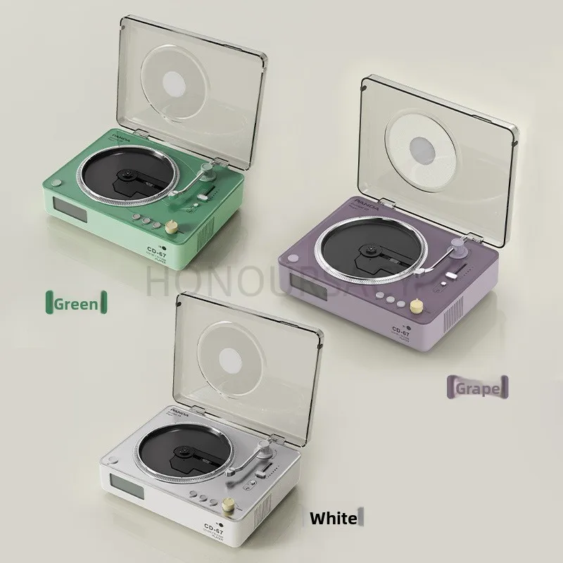 Retro Turntable Style CD Player Bluetooth 5.1 Built in Speaker Portable CD Player Support CD USB TF Card for Home Office