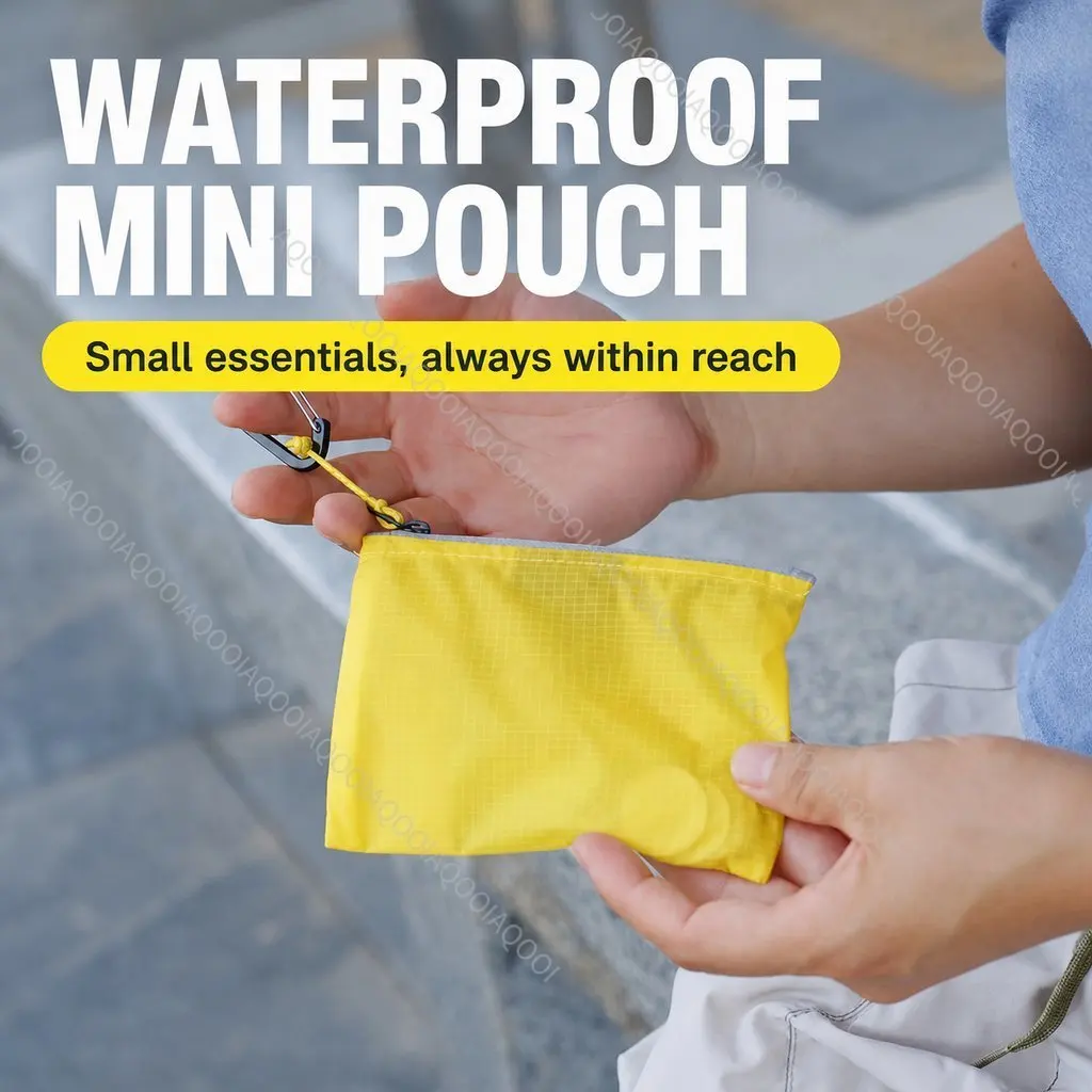 Image of Wasserdichte Münzbörse Mini-Schlüsseltasche Leichter Ripstop EDC-Organizer mit Karabiner Gelb Blau S M Reisebrieftasche