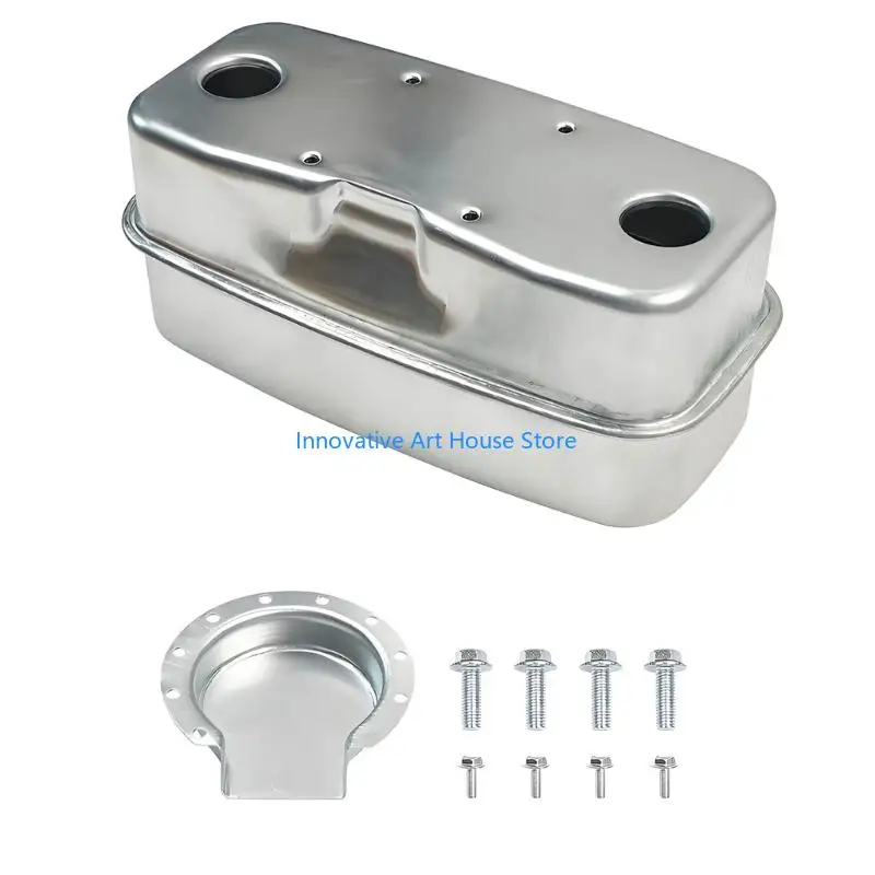 E1PC 951 0616B Muffler for Lawn Mower Exhaust Service, Two-Port Metal Assembly with Mounting Hardware for Maintenance Tasks and