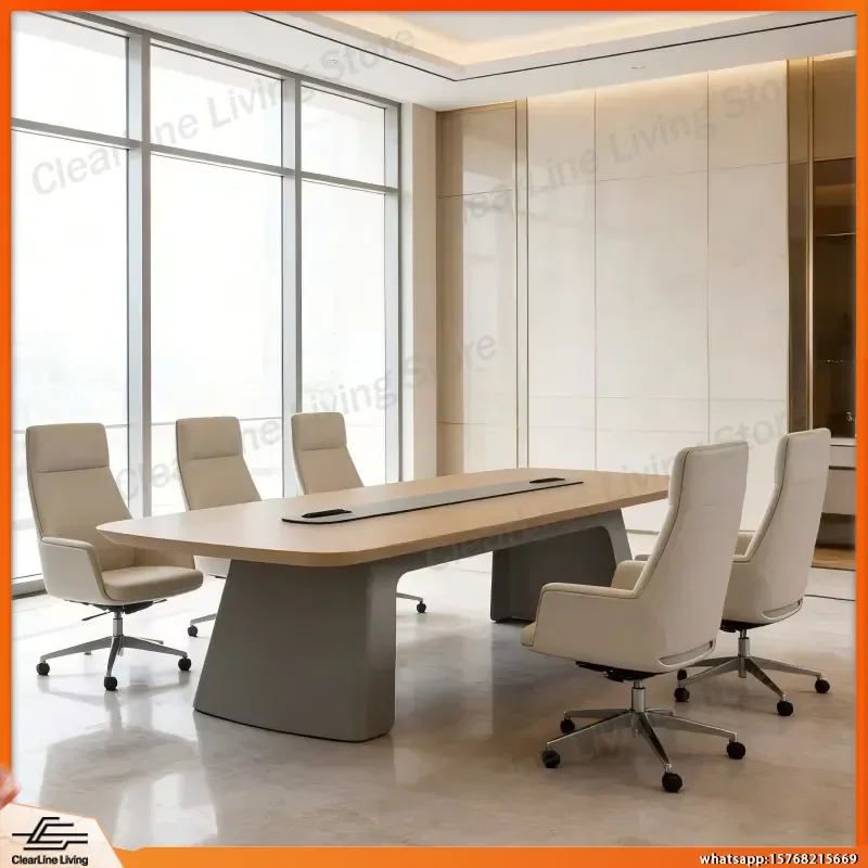 

Luxury Modern Office Conference Table for Meeting Room Desk with Wooden Top Metal Frame Adjustable Height Ergonomic