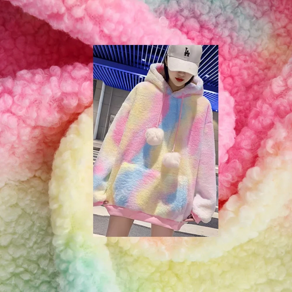 

Tie Dye Thick Dense Plush Soft Fabric for Doll Coat Clothing Design Handmade Diy Per Meter Sewing Material Cloth Wholesale