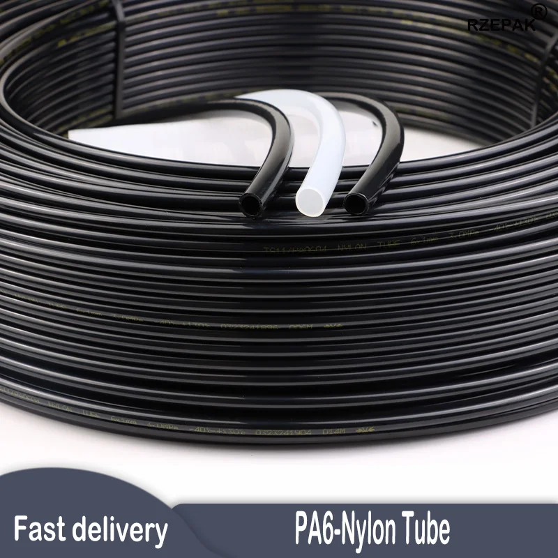 1/2/3/5/8/10M PA6 Nylon Tube 4/6/8/10/12/14/16mm, High‑Pressure Rigid Smooth PA Air Oil Pipe for Pneumatic Air Compressor