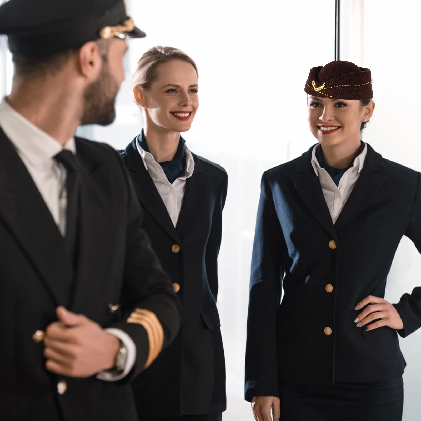 

Elegant Stewardess Hat Women's Costume Beret Uniform Airline Cap Flight Attendant Essentials Cosplay Party Church Event