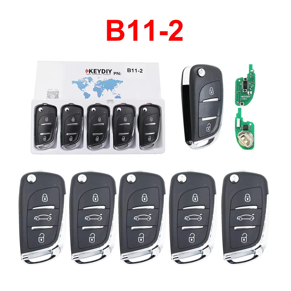 

5pcs/lot KEYDIY B11-2 2 Button Universal B-Series KD Remotes Car Key for Peugeot for KD900 URG200+ KD-X2 Mini Programmer Tools