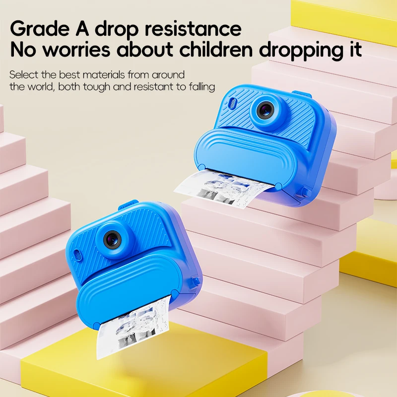 48MP Digitalkamera für Kinder mit Druckfunktion 1080P HD Sofortbildkamera Weihnachtsgeschenke Geburtstagsspielzeug für Mädchen Jungen im Alter von 4–12 Jahren