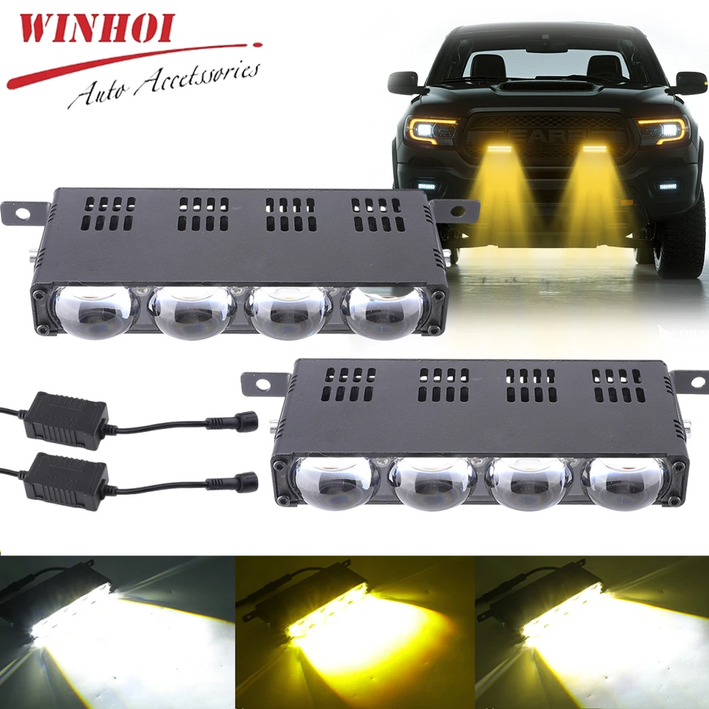 Car Grill Spotlights Led Light Bar Addtional LED Work Light White Yellow Grille Lights 12-24V for Motorcycle Offroad 4X4 Truck