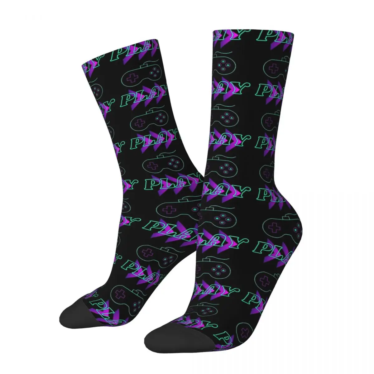 Play Neon Gamer Buttons Unisex Winter Socks Hiking Happy Socks Street Style Crazy Sock