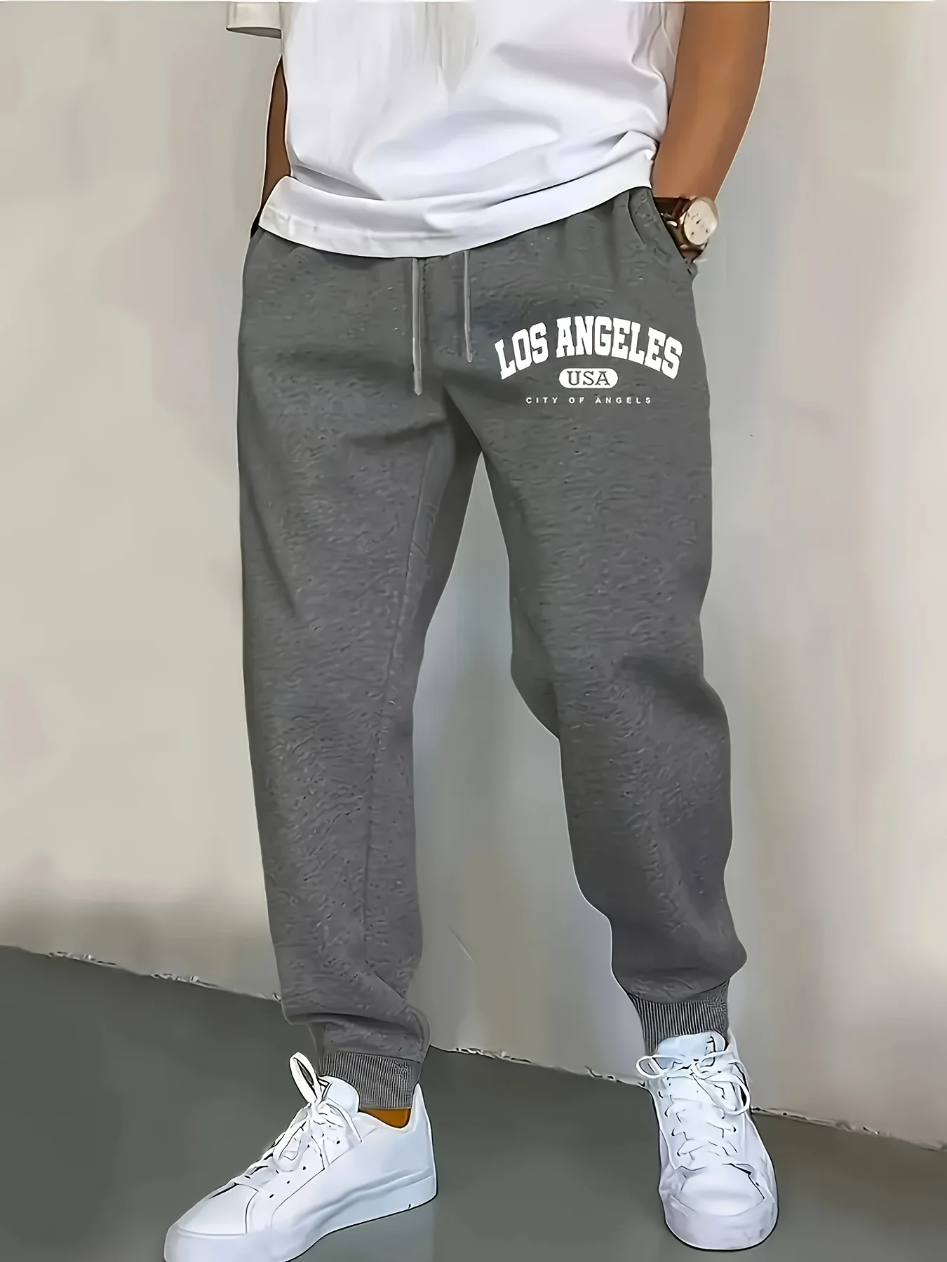 

Men's Letter Printed Tapered Joggers Breathable Elastic Waist Casual Pants for Running, Daily & Home Wear, Black joggers men