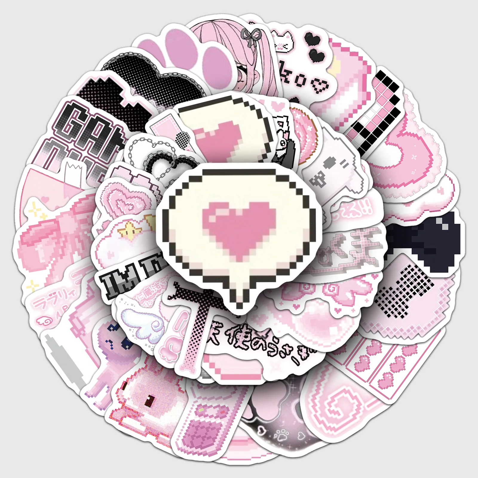 

10/30/50PCS Pink Cute Goth Style Cartoon Stickers Decal Animal DIY Decoration Suitcase Scrapbooking Phone Laptop Stationery