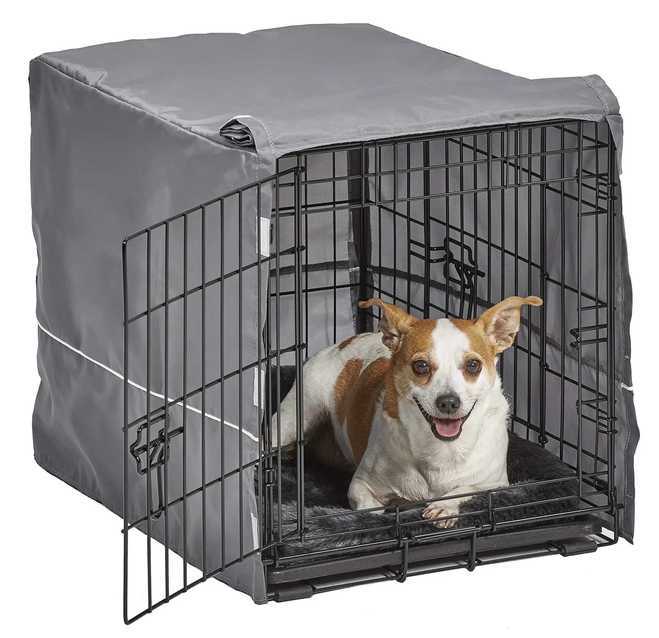 For Pets Double Door Dog Crate Cage Kit Includes One Two-Door Crate, Matching Gray Bed & Gray Crate Cover