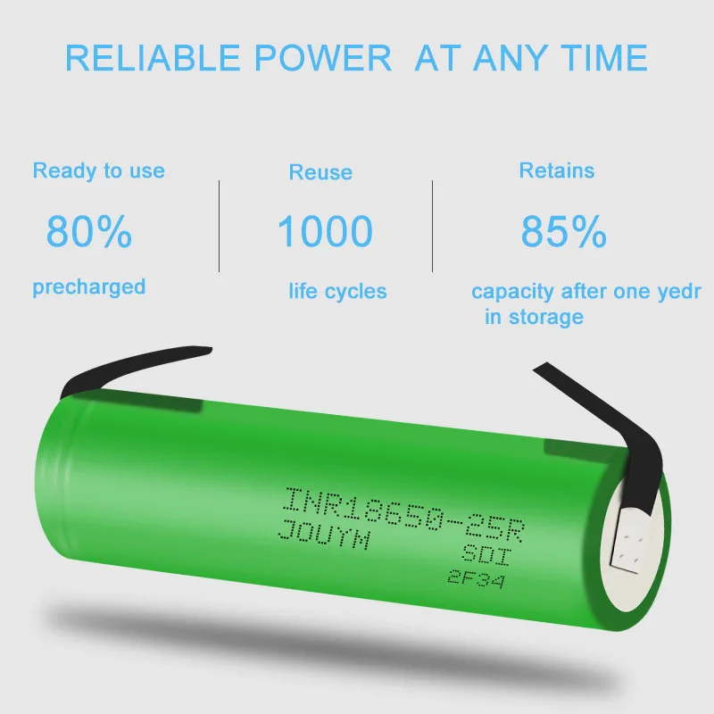 1-10PCS 25R 18650 Lithium Rechargeable Battery INR18650 25 R M 3.7V High Discharge 20A Power Bateria Welding Nickel