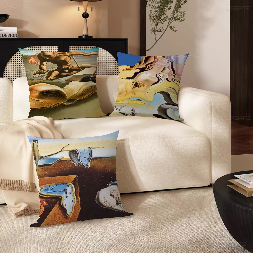 Surrealism Salvador Dali Artwork Cushion Cover Inches Farmhouse Decor Home Throw Pillow Covers For Couch Decorations