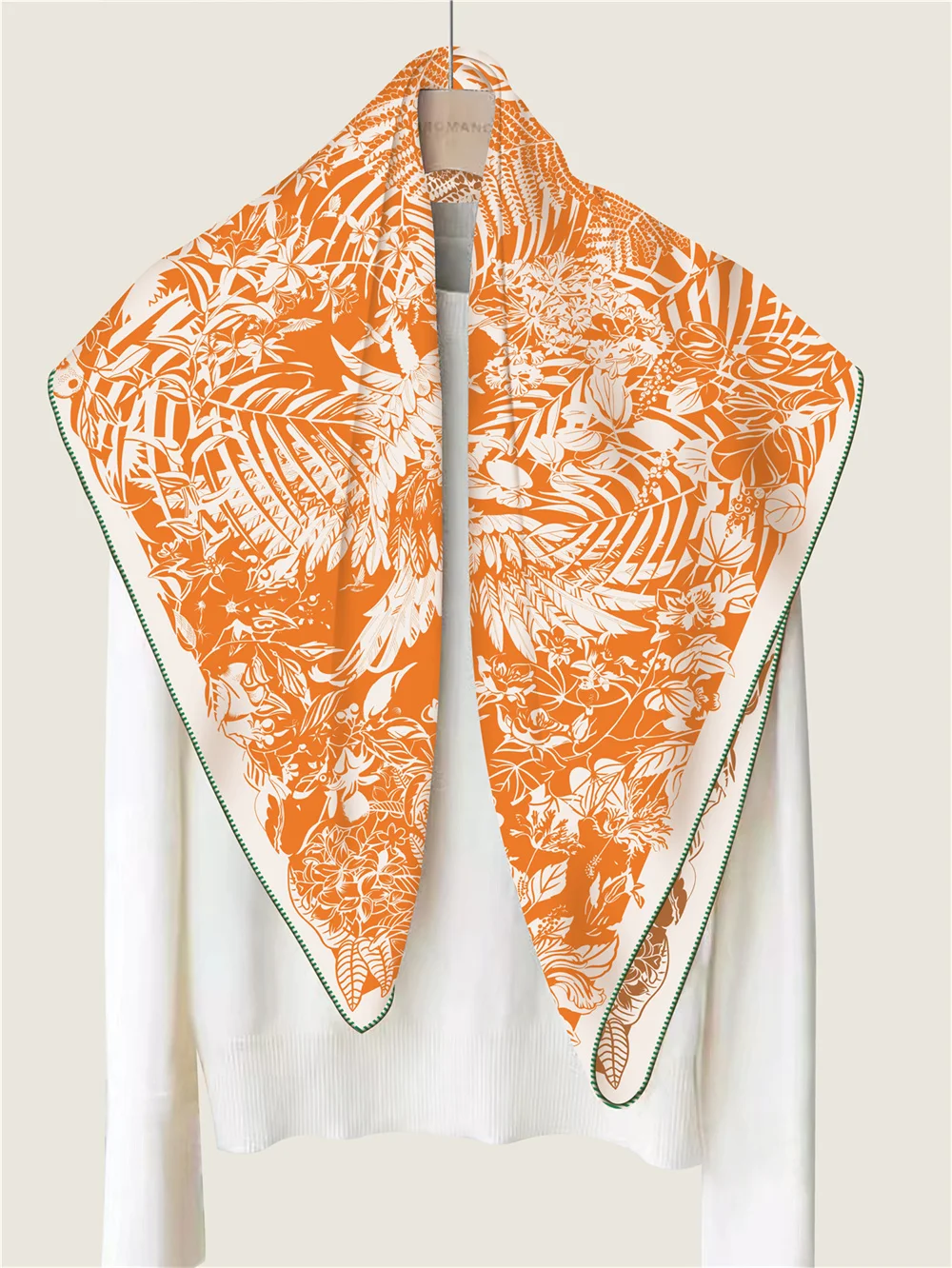 POBING Handgerollt Twill Seidenschal Frauen Wald Doppelt Gedruckt Quadratische Schals Wraps Echarpes Foulards Femme Hijab 90CM – Detail 13