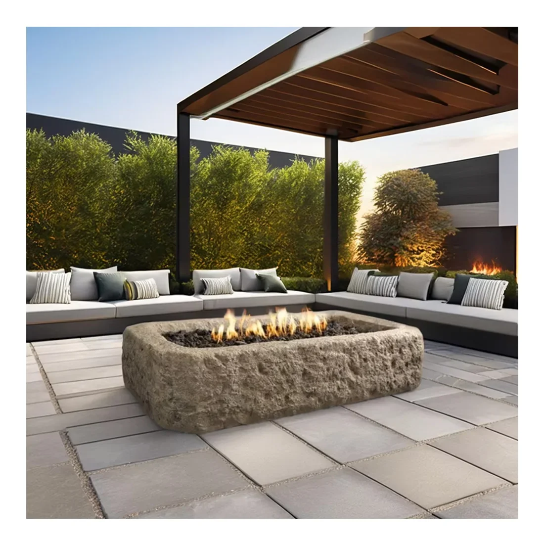 

Antique Granite Rectangular Fire Pit Garden Decoration Stone Product