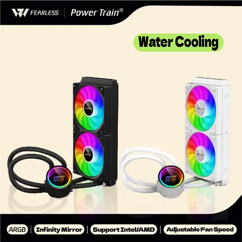 Power Train DL-240A Water-Cold Water Cooling Radiator White/Black ARGB All -In -One  5V 3PIN ARGB Fan CPU Liquid Cooler