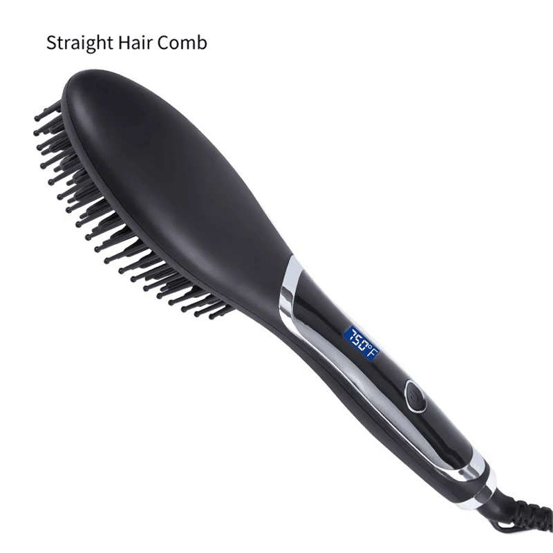 

Kemei Hot Comb Straightener Electric Hair Straightener Hair Curler Wet Dry Use Hair Hot Heating Comb For Hair Straight Hair Comb