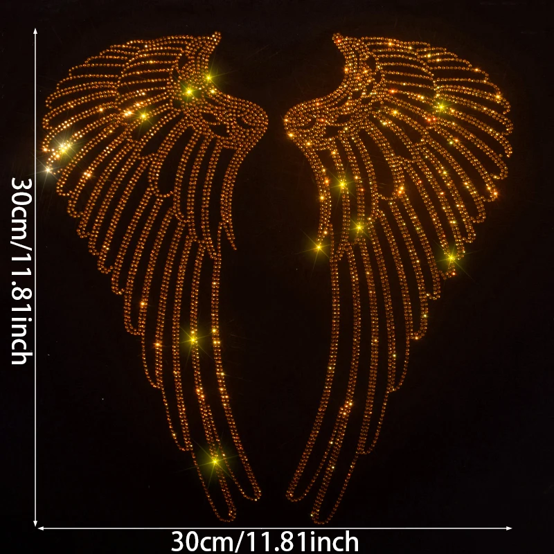 

Golden Wings & Star Rhinestone Diy Iron-On Transfer Decals For T-Shirts, Sweaters, And Accessories - Quick Dry, Sparkling Craft