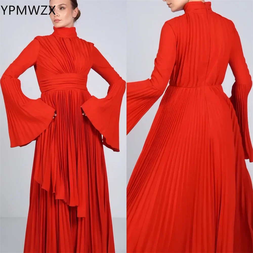 

Customized Prom Gown Formal Women Evening Dress Formal Women YPMWZX High Collar A-line Floor Length Skirts Fold Draped Bespoke O