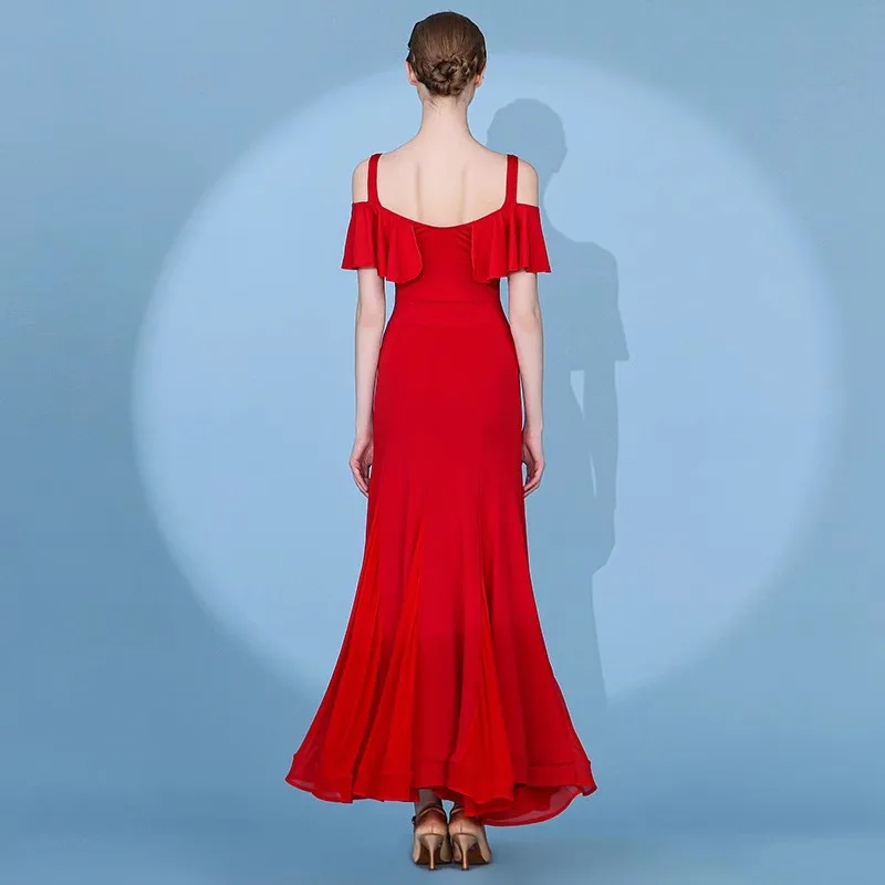 Nuovo vestito da ballo moderno con reggicalze Costume da ballo da sala da donna per abbigliamento da ballo moderno azzurro