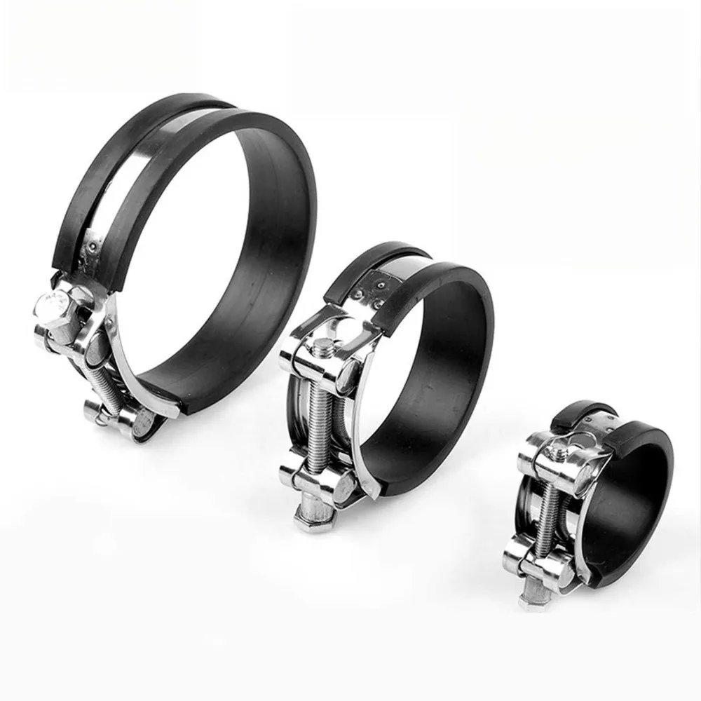 Heavy‑Duty European Hose Clamp 201 Stainless Steel Pipe Throat Clamp with Rubber Anti‑Slip Buffer Strip for Hose Pipe Connection