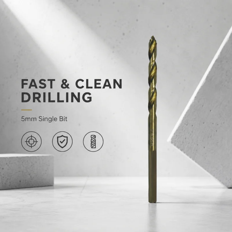 Premium 5mm M35 Cobalt Drill Bit Wear Resistant Twist Flute Precision Drilling Bit for Household & Workshop Multi-Material Use