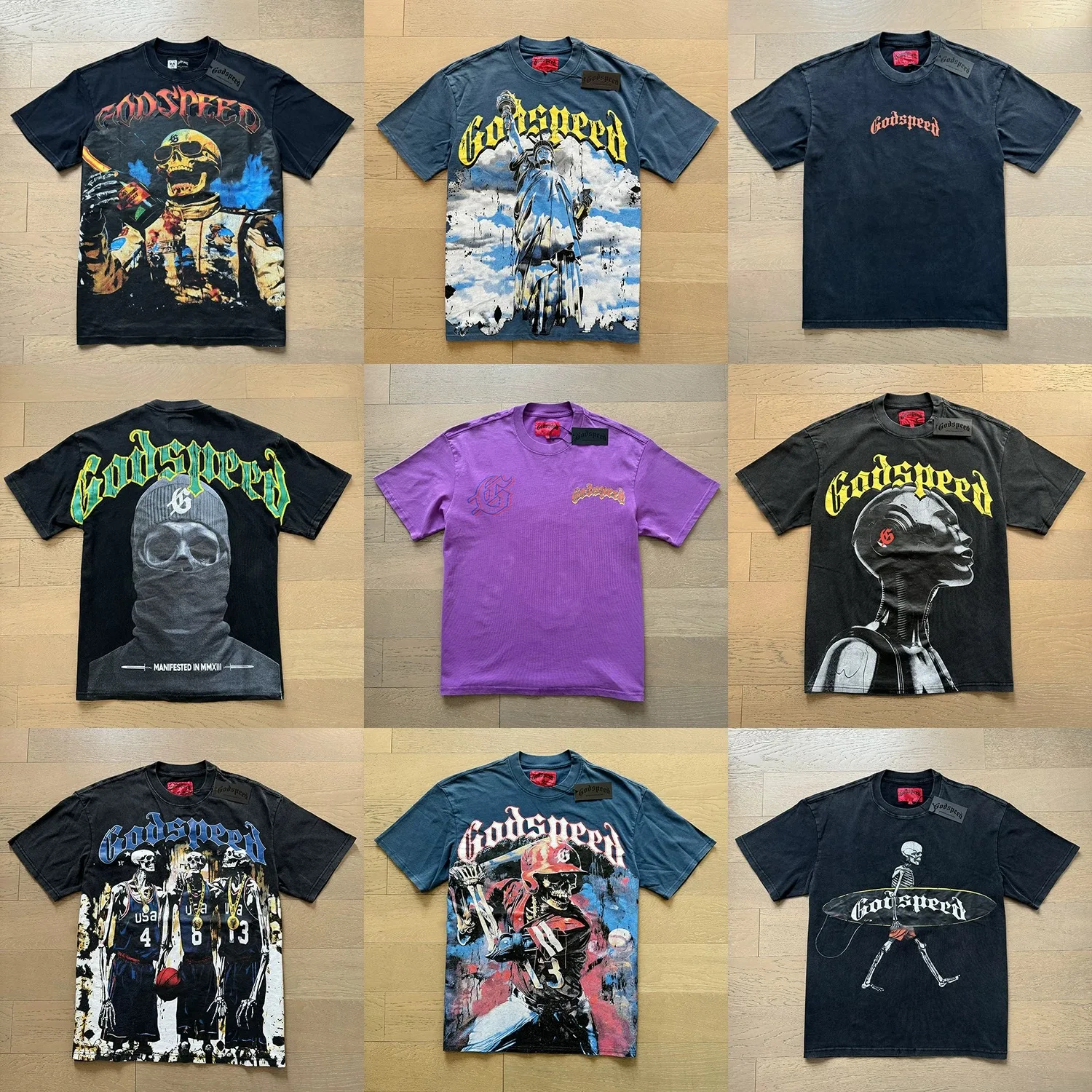 Godspeed T Shirt Letter Logo Skeleton Seaside Holiday Scenery Print Short Sleeve Tee Shirts Tops Men Women Godspeed T-shirt