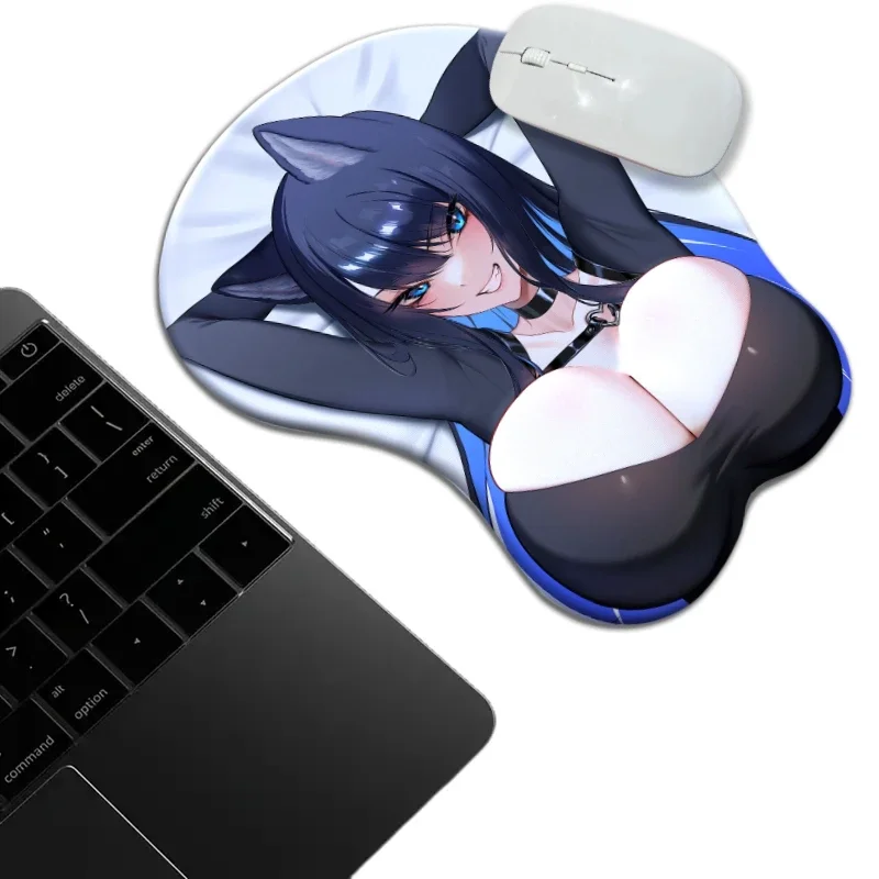 

Blister Packed Chest Mouse Pad Anime Fox Ears Girl Desk Mat Gamer Special Wristband with 3d Nipples Oppai Gamer Mouse Pad