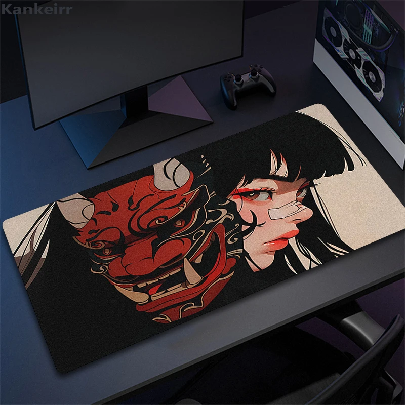 Devil Gaming Mousepad 900x400mm Anime Large Mouse Pad Oni Mask Non-Slip Keyboard Mouse Mat Gamer Computer Accessories Desk Mat