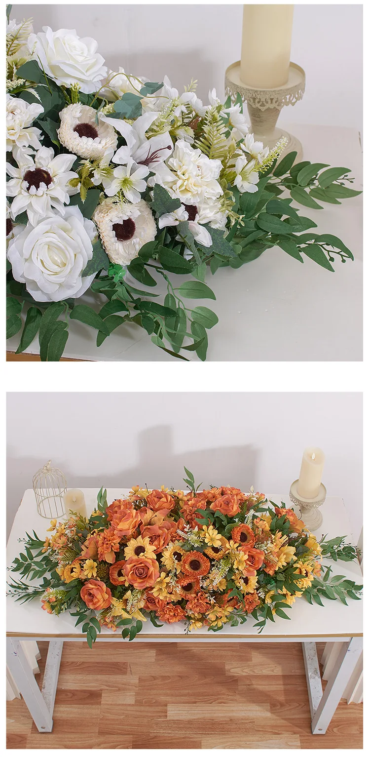Künstliche Blumenreihe Hochzeitstischläufer Blumenarrangement Simulationsblumen für Party Konferenz Bühnendekoration Großhandel – Detail 6