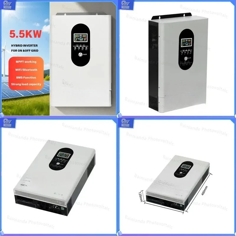 3kW 5.5kW Hybrid Solar Inverter 110V 220V Off Grid PV Wind Power System MPPT Controller WiFi DC 12V 24V 48V Home Energy