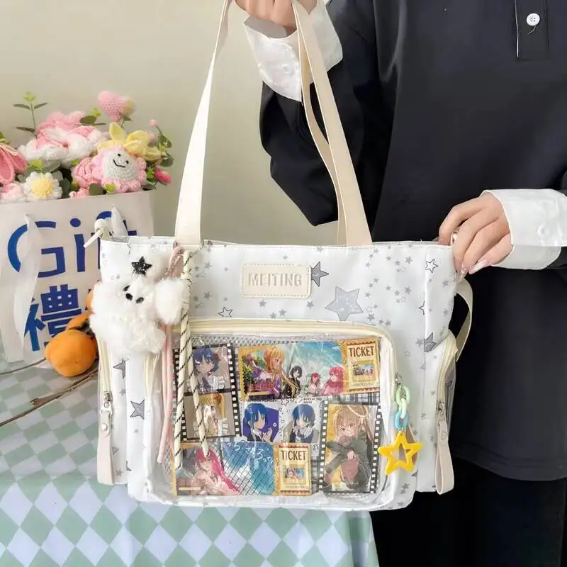 Neue Y2K Niedliche Stern-Comic Ita-Tasche Damen Mode Schultertaschen Lolita Mädchen Transparente Tragetasche DIY Display Umhängetasche Handtasche – Detail 7