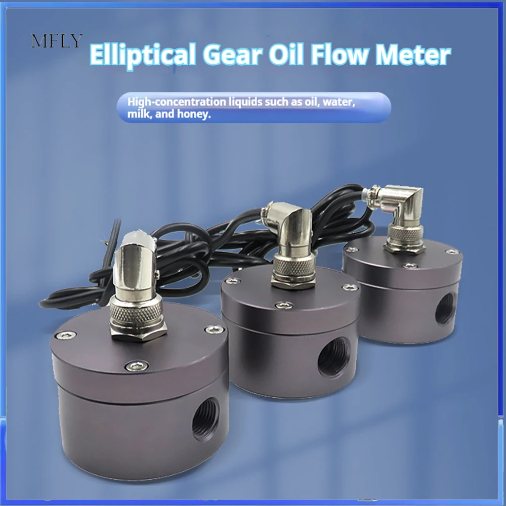 Aluminum Oval Gear Oil Flow Meter Sensor G1/4 G3/8 G1/2 G3/4 G1 Threaded Hall Effect Fuel Diesel Dispenser