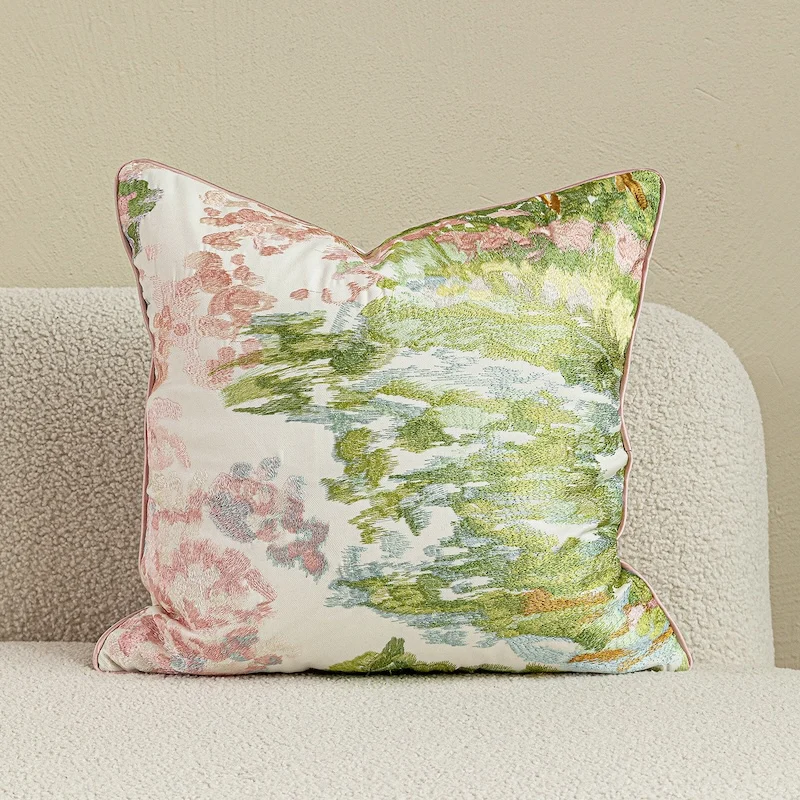 Luxury Colorful Geometric Pillows Romantic Pink Cushion Case Modern Embroidery Decorative Pillow Cover For Sofa Chair Home Decor