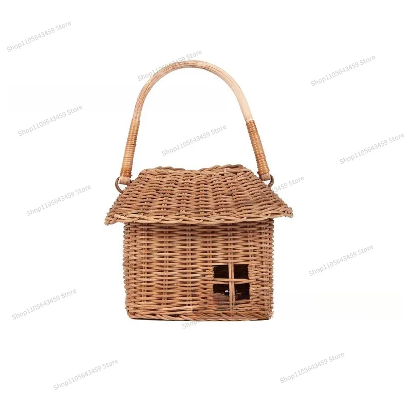 For rattan weaving small house storage basket going out toy handbag weaving small flower basket ornament