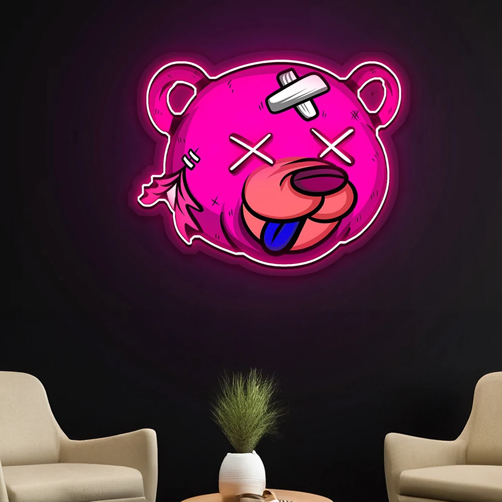 Neon Light Damaged Bear Sign Bedroom Gaming Room Wall Decor Custom Neon Sign Toy Storefront Decoration for Kids Birthday Gifts