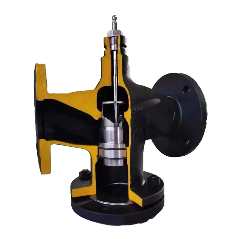 DN100 3 طريقة صمام المياه ارتفاع درجة الحرارة مع المحرك Pn16 صعودا وهبوطا تعديل الحديد الزهر صمام شفة الجسم #6