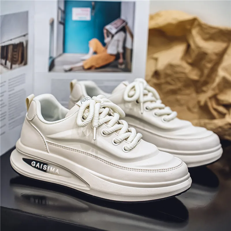 Men's New Casual Sports Shoes, Fashionable and Versatile, Low-Top Trendy Men's Shoes, Thick-Soled White Shoes, Suitable for Outdoor Sports Shoes