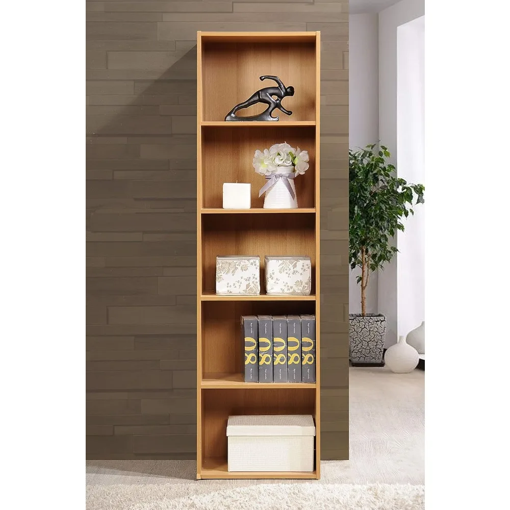 

5 Shelve Bookcase cabinet, Beech,Slim and versatile design