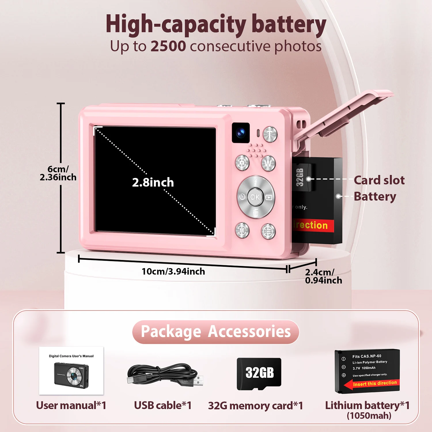 4K 16X Digital Zoom CCD 64MP Vlog Video Recorder YouTube Dual lenses With Flash Compact Digital Photography Camera DC413.